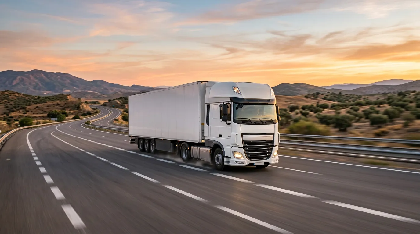 Camion de transport routier sur route, illustration RC transporteurs