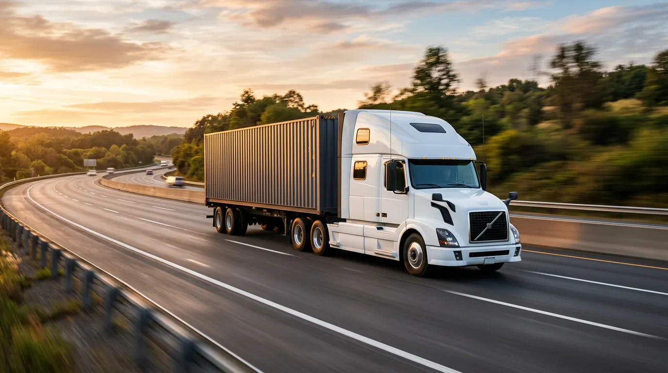 Camion de transport routier de marchandises sur route